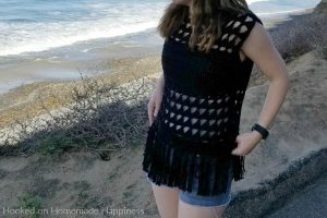 Triangles and Fringe Crochet Top - This Triangles & Fringe Crochet Top Pattern is made with cotton yarn, and with the fun peek-a-boo sections it makes this perfect for summer!