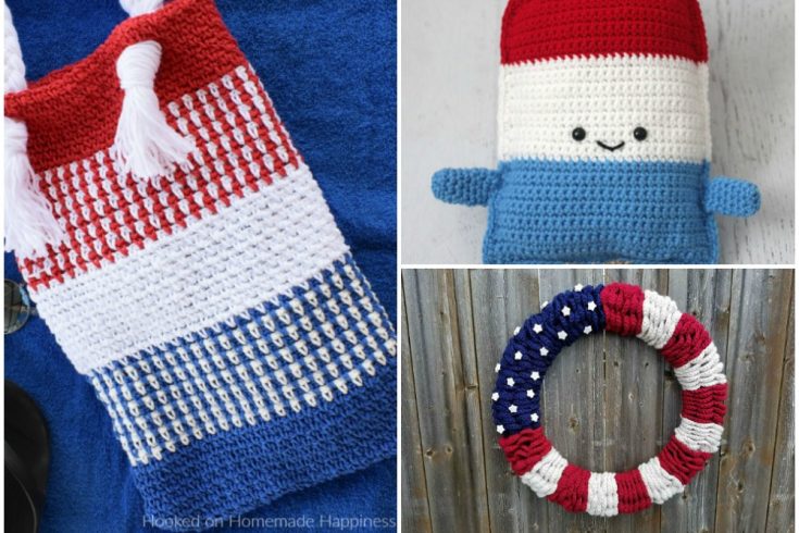 10 Patriotic Crochet Patterns - The weather is warming up and you know what that means... Memorial Day and Independence Day! I love crocheting Red, White, and Blue items for the summer. I've collected 10 Patriotic Crochet Patterns that will be perfect for summer! 