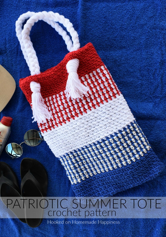 Patriotic Summer Tote Bag Crochet Pattern - The Patriotic Summer Tote Bag Crochet Pattern is so easy to make and will be super cute for your summer shananigans!