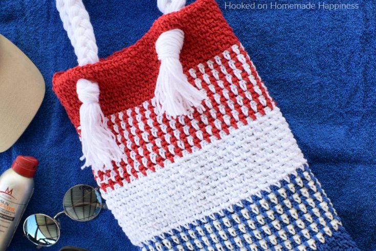 Patriotic Summer Tote Bag Crochet Pattern - The Patriotic Summer Tote Bag Crochet Pattern is so easy to make and will be super cute for your summer shananigans!