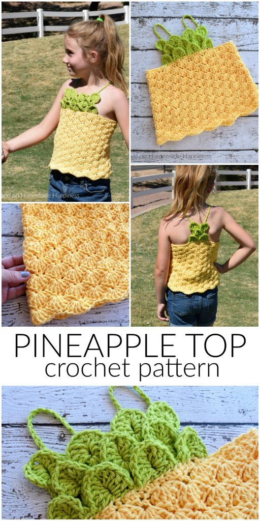 Pineapple Crochet Top Pattern - The Pineapple Crochet Top Pattern is such fun! I used a pretty shell stitch for the body of the top and the crocodile stitch for the pineapple top on the front and back.