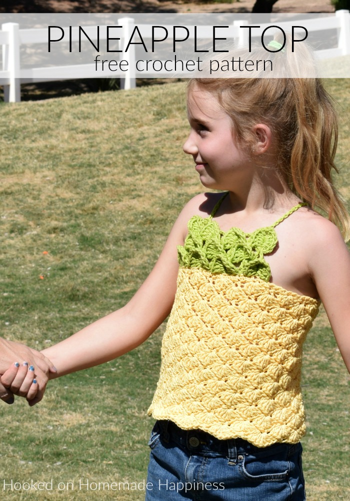 Pineapple Crochet Top Pattern - The Pineapple Crochet Top Pattern is such fun! I used a pretty shell stitch for the body of the top and the crocodile stitch for the pineapple top on the front and back.