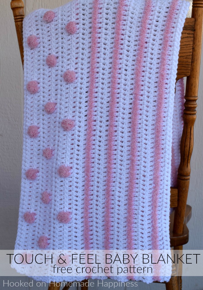 Touch and Feel Baby Blanket Crochet Pattern - I love all the textures in this Touch and Feel Baby Blanket Crochet Pattern! From the different yarns and different stitches there's a lot for baby to touch and feel. Baby will love spending tummy time on this blanket!