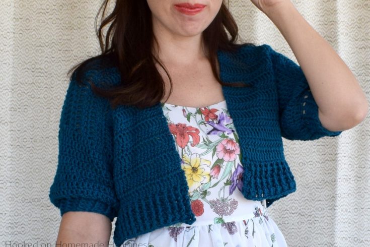 Cropped Cardi Crochet Pattern - This light weight, cotton Cropped Cardi Crochet Pattern is great for summer nights when it's not quite warm, but not cold enough for a jacket either. 