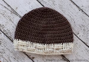 Basketweave Brim Beanie Crochet Pattern - The Basketweave Brim Beanie Crochet Pattern is a really versatile pattern and can be made for men and women. The pattern is written large for a man, but can easily be adjusted to a smaller size.