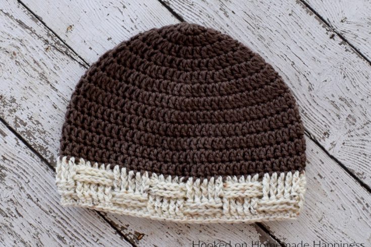 Basketweave Brim Beanie Crochet Pattern - The Basketweave Brim Beanie Crochet Pattern is a really versatile pattern and can be made for men and women. The pattern is written large for a man, but can easily be adjusted to a smaller size.