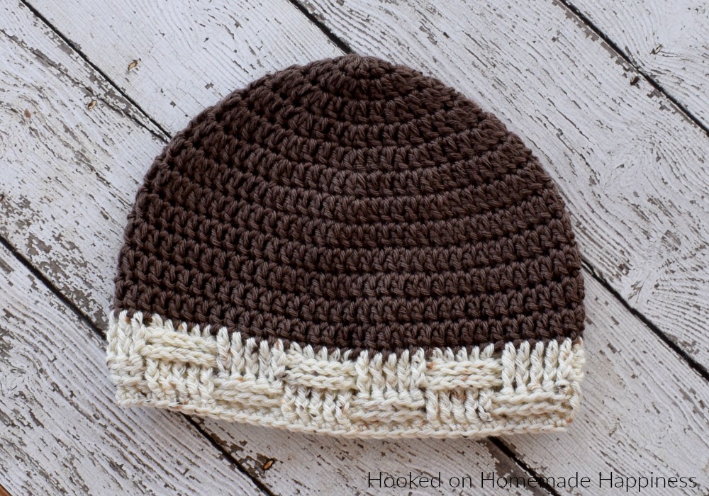 Basketweave Brim Beanie Crochet Pattern - The Basketweave Brim Beanie Crochet Pattern is a really versatile pattern and can be made for men and women. The pattern is written large for a man, but can easily be adjusted to a smaller size.
