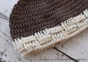 Basketweave Brim Beanie Crochet Pattern - The Basketweave Brim Beanie Crochet Pattern is a really versatile pattern and can be made for men and women. The pattern is written large for a man, but can easily be adjusted to a smaller size.