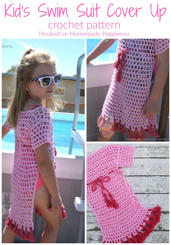 Kid's Swim Suit Cover Up Crochet Pattern - This Kid's Swim Suit Cover Up Crochet Pattern is made from cotton yarn and makes it perfect for the pool or beach!