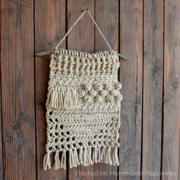 Textured Wall Hanging Crochet Pattern - I used some super bulky yarn from my stash to make this fun and funky Textured Wall Hanging Crochet Pattern!