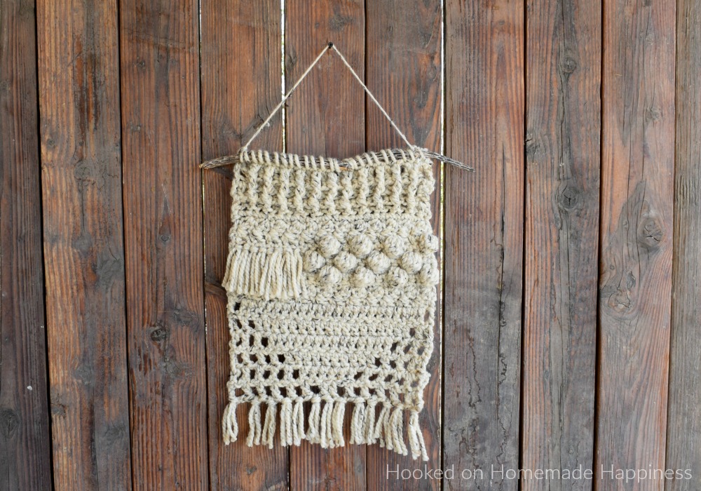 Textured Wall Hanging Crochet Pattern - I used some super bulky yarn from my stash to make this fun and funky Textured Wall Hanging Crochet Pattern!