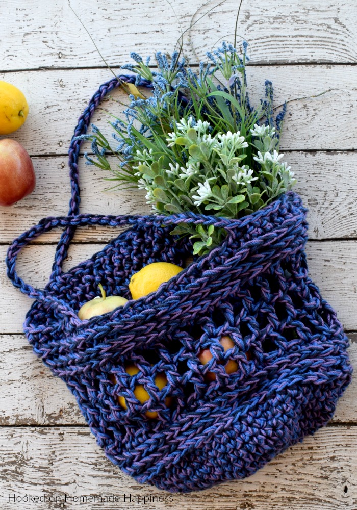 Tricolor Crochet Market Bag Pattern - By using three strands of cotton yarn it makes this Tricolor Crochet Market Bag sturdy, colorful, and quick to work up!