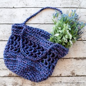 Tricolor Crochet Market Bag Pattern - By using three strands of cotton yarn it makes this Tricolor Crochet Market Bag sturdy, colorful, and quick to work up!