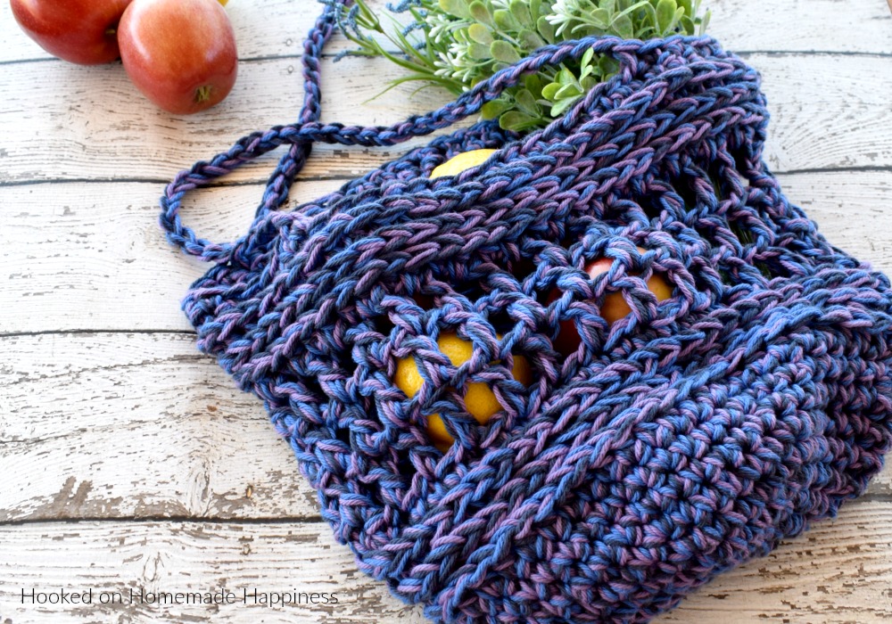 Tricolor Crochet Market Bag Pattern - By using three strands of cotton yarn it makes this Tricolor Crochet Market Bag sturdy, colorful, and quick to work up!