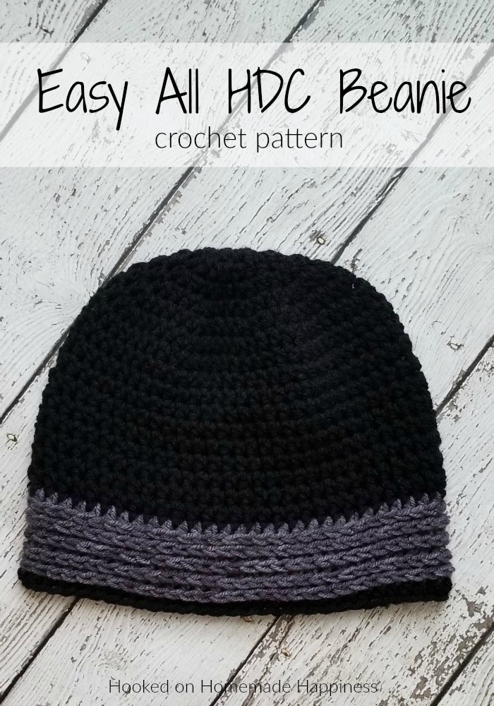 Easy All HDC Beanie Crochet Pattern - The Easy All HDC Beanie Crochet Pattern is just that... easy & all HDC! I think half double crochet is my favorite basic stitch. There are just so many ways you can make it textured and interesting. #crochet #crochetpattern #freecrochetpattern