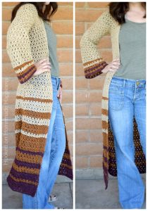 Boho Duster Cardigan Crochet Pattern - The Boho Duster Crochet Pattern is just what you need for fall! It's long, comfy, and has a fun bell at the hips and in the sleeves. #crochetpattern #freecrochetpattern