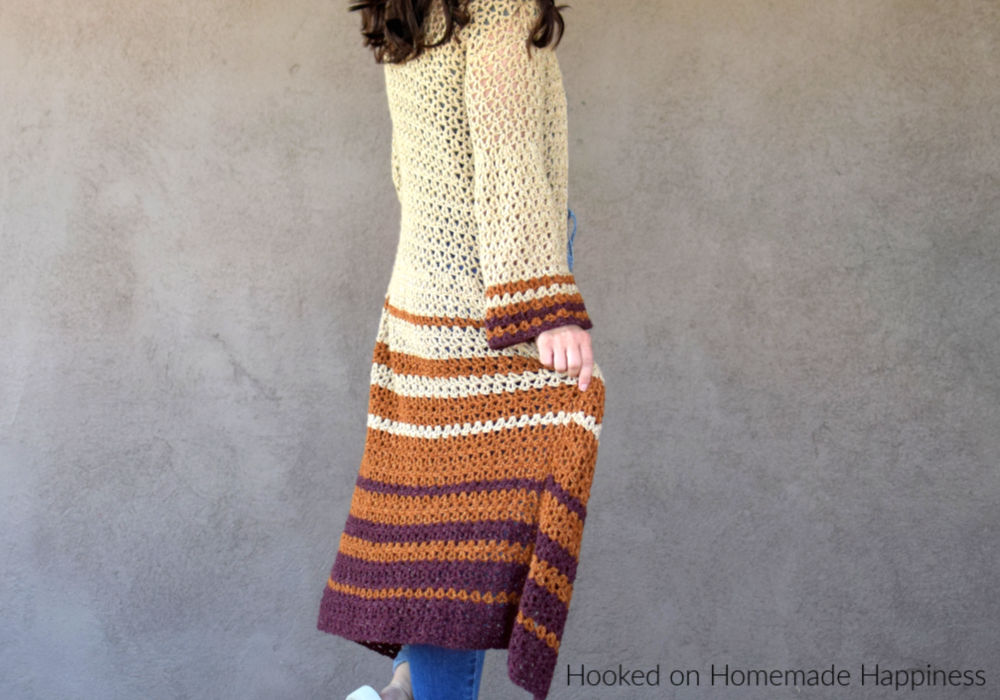 Boho Duster Cardigan Crochet Pattern - The Boho Duster Cardigan Crochet Pattern is just what you need for fall! It's long, comfy, and has a fun flare at the hips and in the sleeves. But I especially love the length of this cardigan.