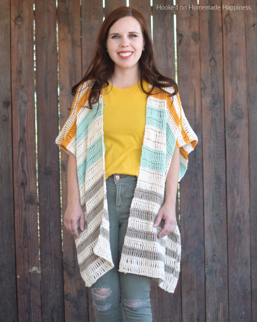 Bahama Mama Ruana Crochet Pattern - The Bahama Mama Ruana Crochet Pattern is a stylish, oversized, and flowy cardigan. It's a great transitional piece for fall and spring!