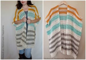 Bahama Mama Ruana Crochet Pattern - The Bahama Mama Ruana Crochet Pattern is a stylish, oversized, and flowy cardigan. I love how it looks layered with jeans and boots!  #freecrochetpattern #crochetpattern #crochet