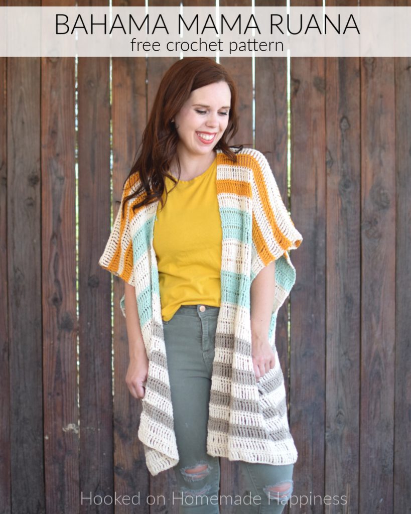 Bahama Mama Ruana Crochet Pattern - The Bahama Mama Ruana Crochet Pattern is a stylish, oversized, and flowy cardigan. It's a great transitional piece for fall and spring! 