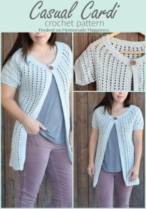 Casual Crochet Cardi Pattern - This Casual Crochet Cardi Pattern is my new favorite layering piece! It's made with DK weight yarn, has an open and airy design, and is short sleeved. It's the perfect Fall and Spring cardigan.