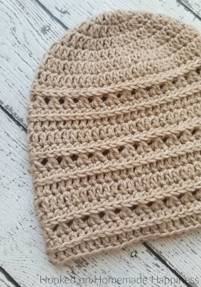 Ridge Beanie Crochet Pattern - The Ridge Beanie Crochet Pattern has a unique design and fun texture. I use the technique of crocheting in the 3rd loops of a half double crochet because it adds a nice depth to a hat. I love the ribbed texture it creates. 