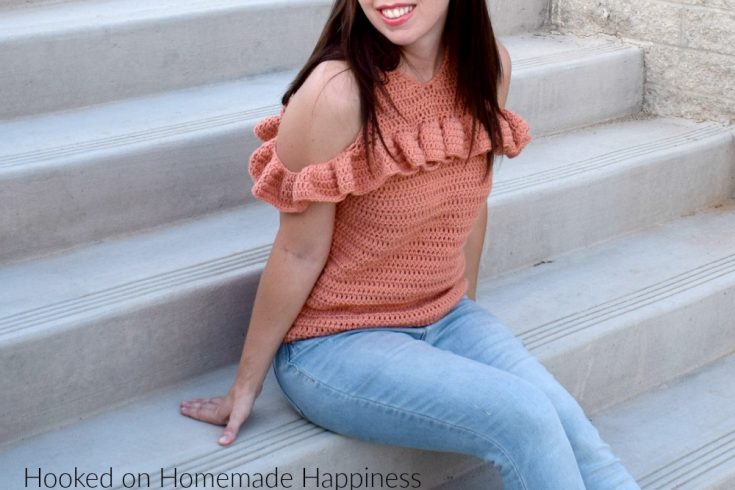 Cold Shoulder Crochet Top Pattern -The Cold Shoulder Crochet Top Pattern is such a fun and flirty top! It's made with DK weight yarn so it's not too heavy. Perfect for Fall and Spring!