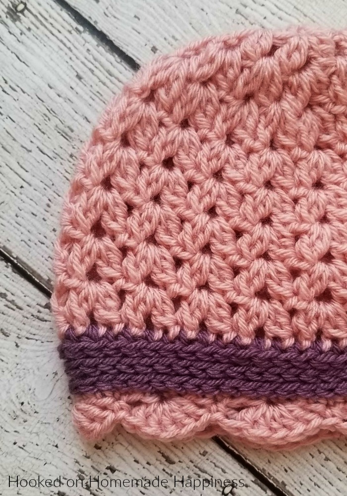 Sweet Scallops Beanie Crochet Pattern - This Sweet Scallops Beanie Crochet Pattern is an easy and adorable little girl's hat. It uses a couple different stitches to create the pretty textures.