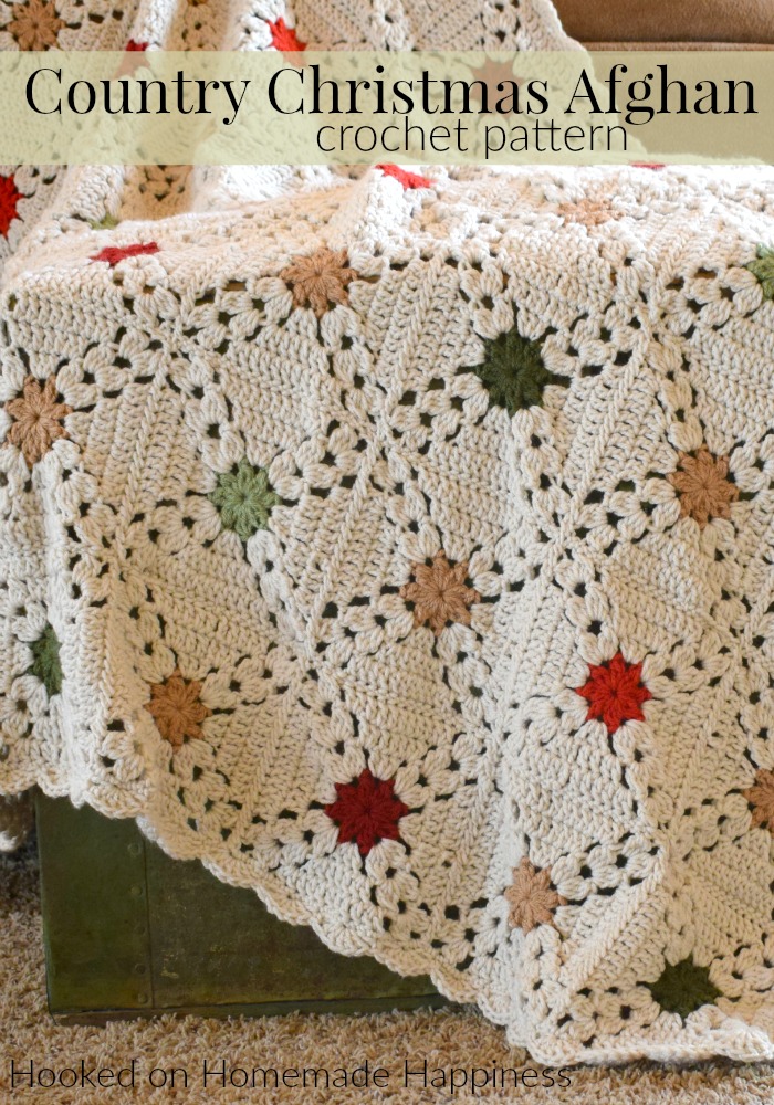 Country Christmas Afghan Crochet Pattern - The Country Christmas Afghan Crochet Pattern is one of my favorite blankets I've made. These granny squares are easier than they seem and I love how they look when they're joined. 