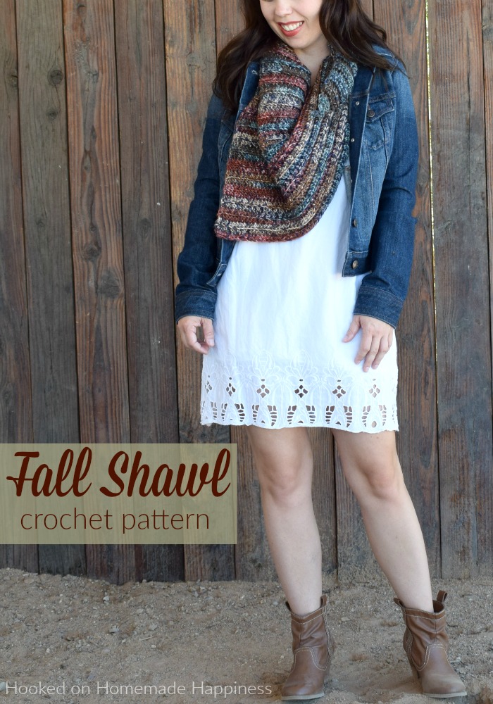 The Fall Shawl Crochet Pattern - The Fall Shawl Crochet Pattern is an easy asymmetrical shawl style scarf. The yarn I used has beautiful jewel tones that are perfect for a fall accessory.