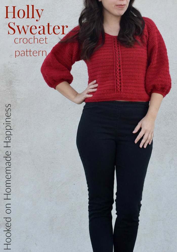 Holly Sweater Crochet Pattern - This Holly Sweater Crochet Pattern is perfect for your Holiday celebrations! It a lightweight sweater and could easily be dressed up or down. 