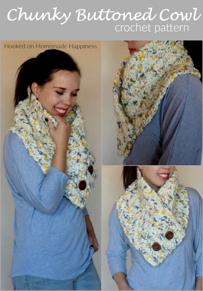 Chunky Buttoned Cowl Crochet Pattern - This Chunky Buttoned Cowl Crochet Pattern is big, bulky, and fabulous! I used this awesome yarn from Yarn Bee for this cowl and it created a beautiful texture.