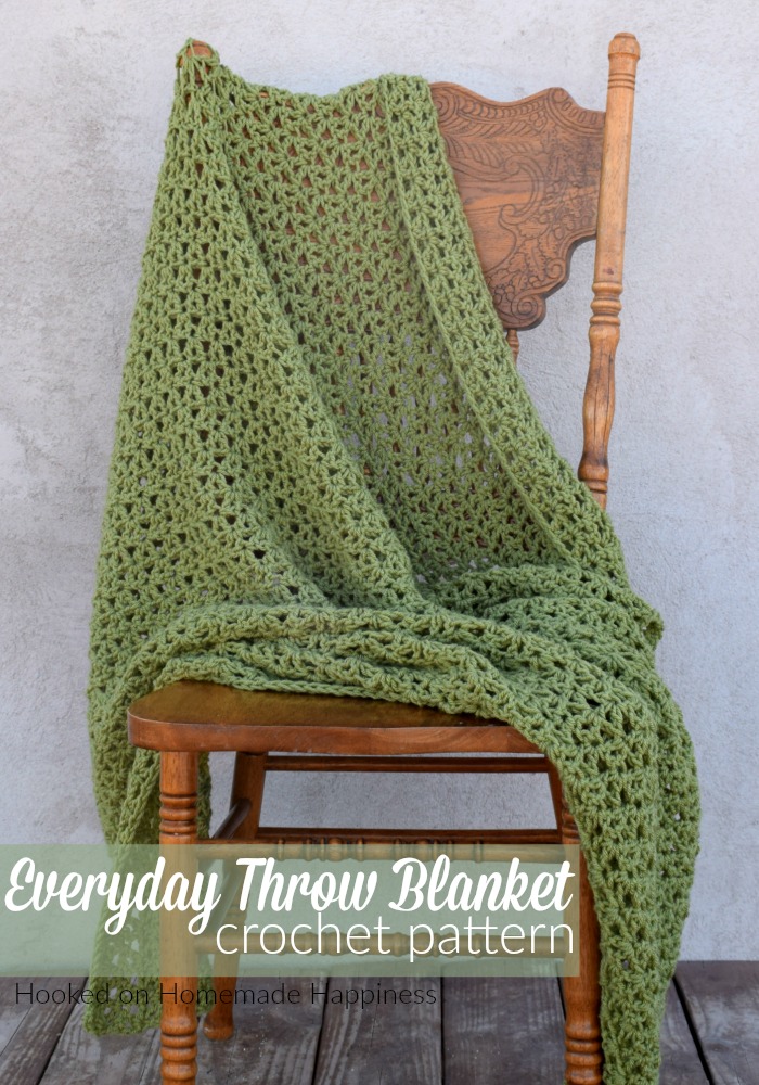 Everyday Throw Blanket Crochet Pattern - This Everyday Throw Blanket Crochet Pattern is an easy blanket with a simple 1 row repeat. I used one of my favorite stitches, the Offset V Stitch. If you've ever used the V stitch then you know how simple it is. The only difference is with this version you place the v stitch in a dc instead of the ch space. It gives an interesting and textured look.