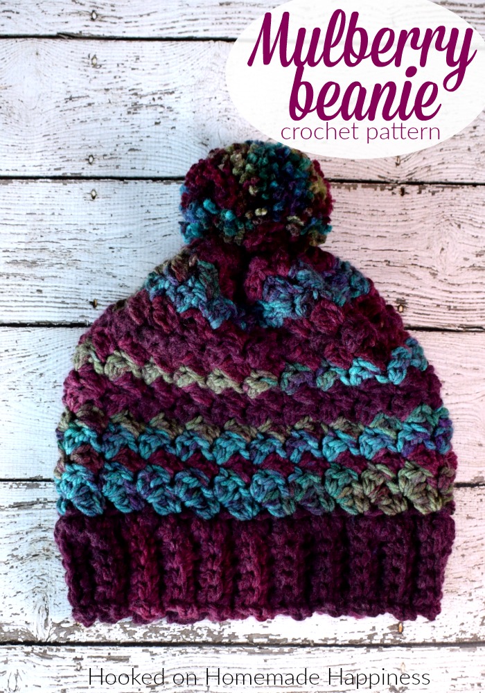 Mulberry Beanie Crochet Pattern - The Mulberry Beanie Crochet Pattern is warm, cozy, and has a little bit of slouch. I used a bulky weight yarn and a large hook to make it nice and squishy and comfortable to wear.