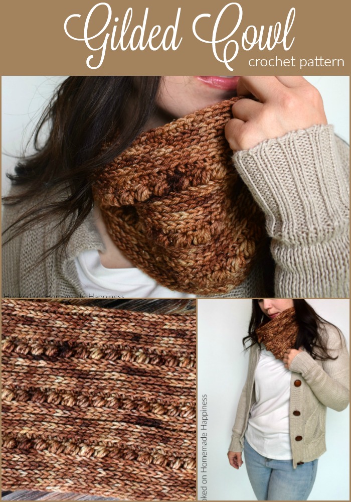 Gilded Cowl Crochet Pattern - The Gilded Cowl Crochet Pattern uses two of my favorite crochet stitches to create this pretty texture; hdc in the 3rd loop and the pebble stitch. This cowl fits close to the neck and is tall enough to cover your chilly nose. It’s a nice and toasty cowl!