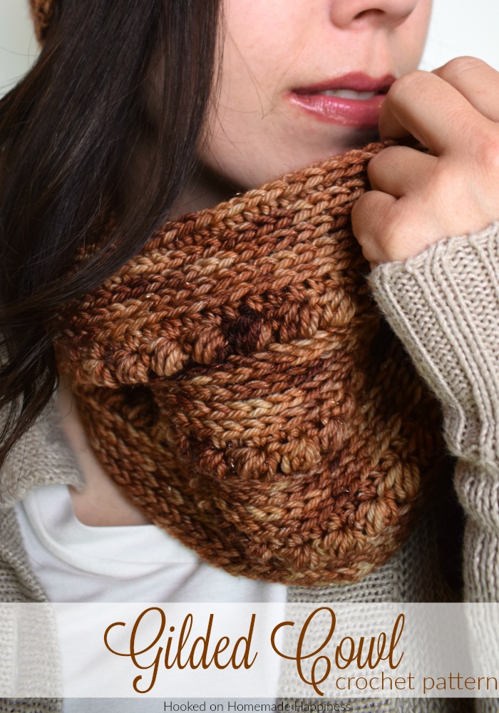 Gilded Cowl Crochet Pattern - The Gilded Cowl Crochet Pattern uses two of my favorite crochet stitches to create this pretty texture; hdc in the 3rd loop and the pebble stitch. This cowl fits close to the neck and is tall enough to cover your chilly nose. It’s a nice and toasty cowl!