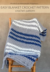 Easy Crochet Blanket Pattern - The Easy Blanket Crochet Pattern is an easy blanket pattern with just a 1 row repeat. Because of the bulky weight yarn, it works up super quick!