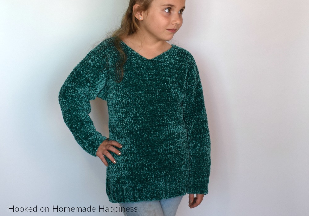 Kid's Velvet Sweater Crochet Pattern - The Kid's Velvet Sweater Crochet Pattern is the softest, coziest sweater I have ever made! (Don't worry, I already have an adult version in the works) This pattern comes in sizes 5 - 12 and is perfect for the little one in your life! Trust me, they will love having this snuggly sweater in their closet.
