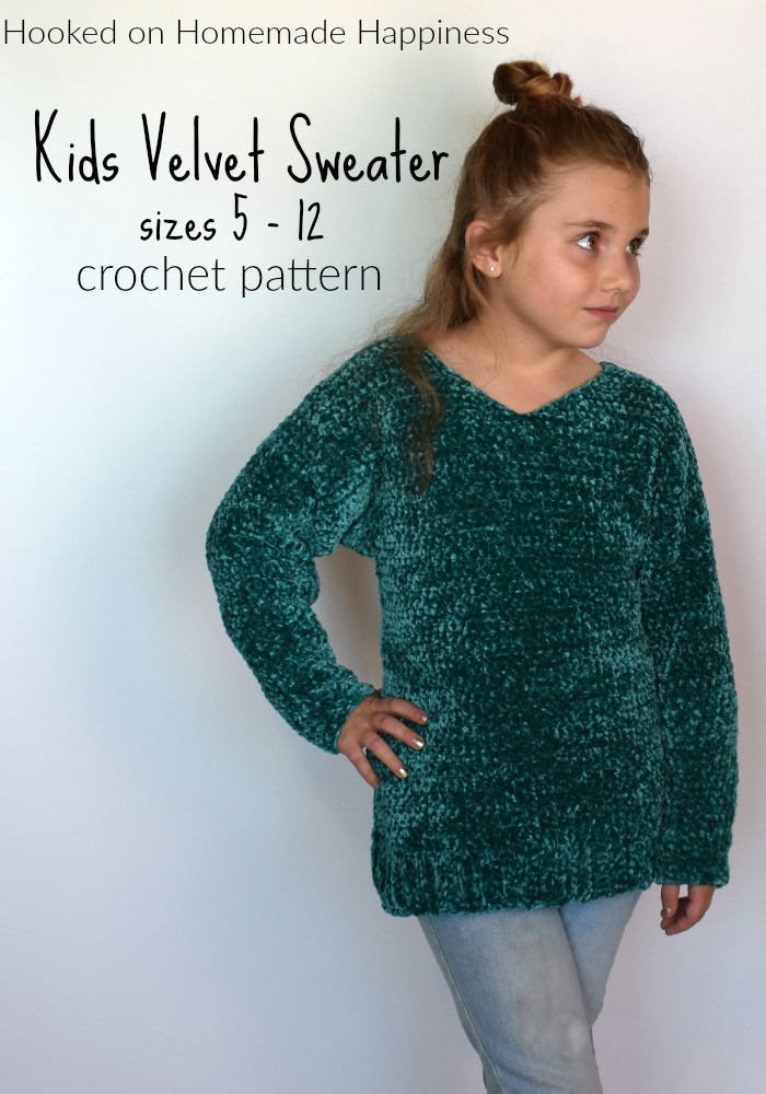 Kid's Velvet Sweater Crochet Pattern - The Kid's Velvet Sweater Crochet Pattern is the softest, coziest sweater I have ever made! (Don't worry, I already have an adult version in the works) This pattern comes in sizes 5 - 12 and is perfect for the little one in your life! Trust me, they will love having this snuggly sweater in their closet.