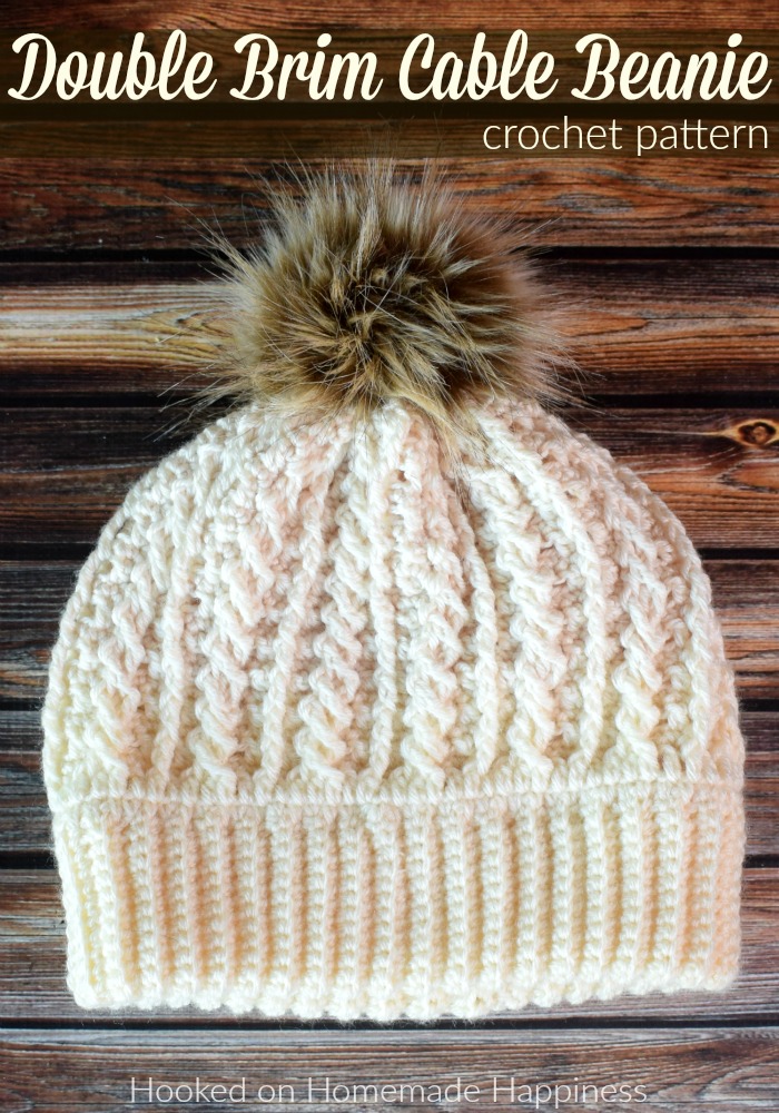 Double Brim Cable Crochet Beanie Pattern - The Double Brim Cable Crochet Beanie Pattern is full of beautiful texture. The double brim makes it extra warm around the ears.