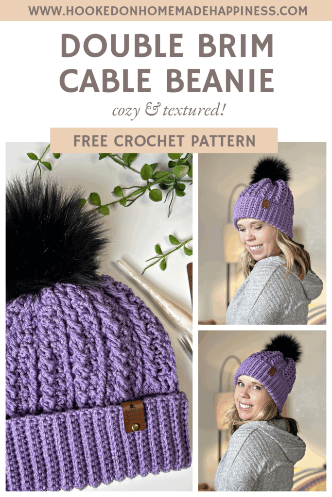 Double Brim Cable Beanie Crochet Pattern