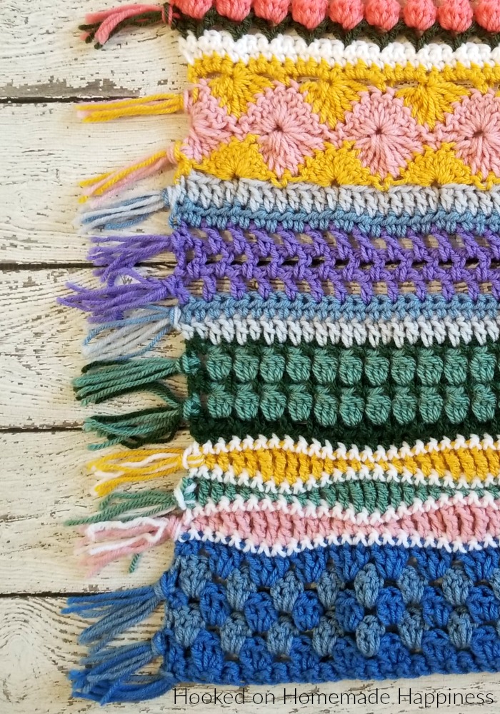 Stitch Sampler Scrapghan CAL - We will be making a blanket over the course of 16 weeks that is perfect for using up your scrap yarn!