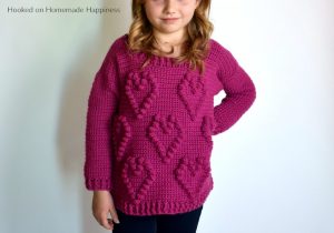 I Heart You Sweater Crochet Pattern - This adorable I Heart You Sweater Crochet Pattern has a fun heart pattern made with one of my favorite stitches... the bobble stitch!