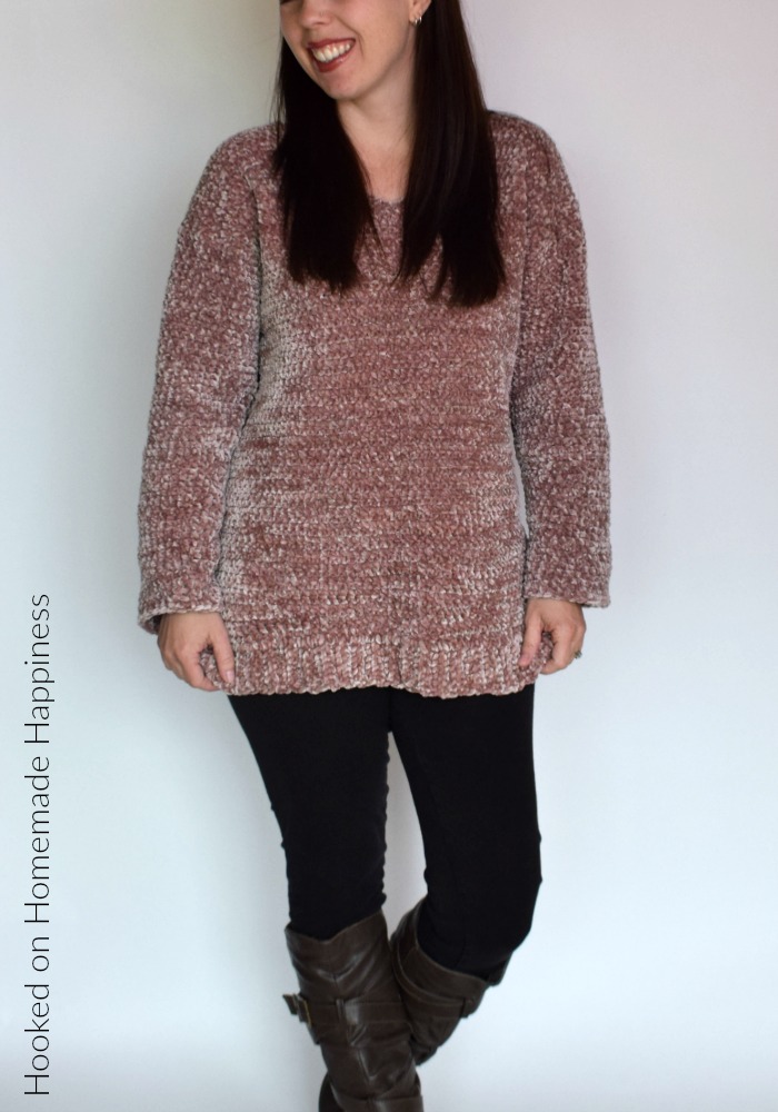 Velvet Pullover Sweater Crochet Pattern - Are you ready for the comfiest, coziest sweater EVER?! This Velvet Pullover Sweater Crochet Pattern is so comfy you'll want to wear it all. the. time.
