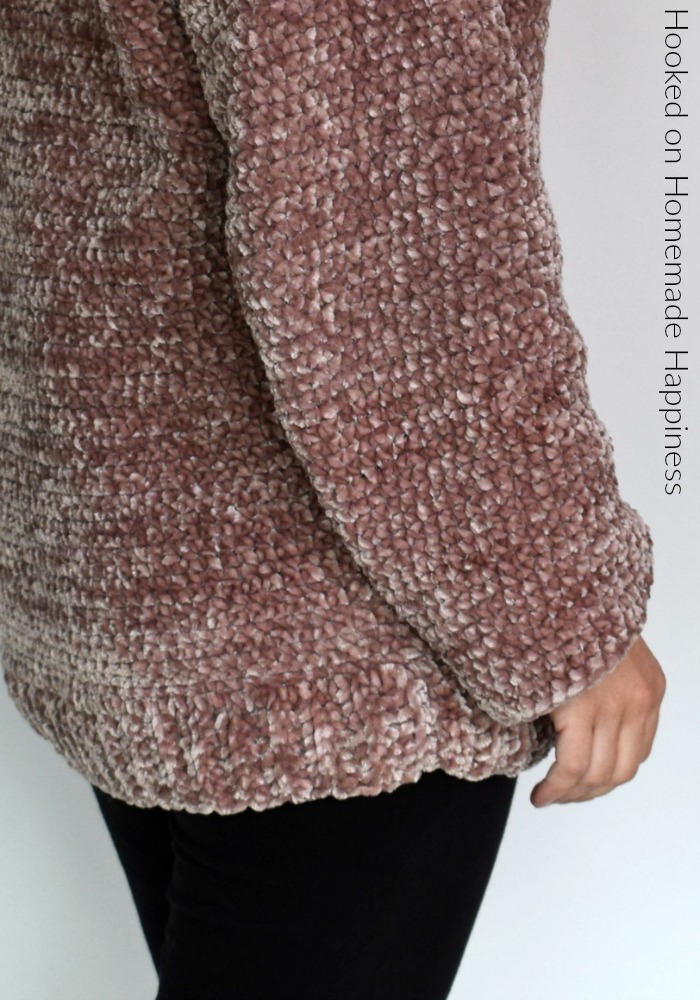 Velvet Pullover Sweater Crochet Pattern - Are you ready for the comfiest, coziest sweater EVER?!  This Velvet Pullover Sweater Crochet Pattern is so comfy you'll want to wear it all. the. time.