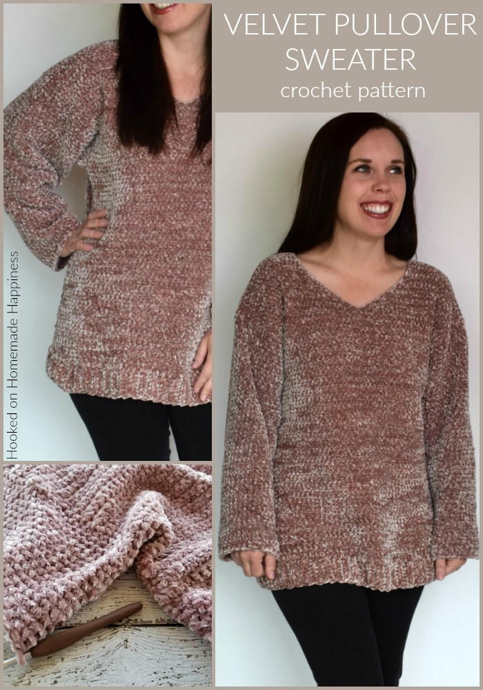 Velvet Pullover Sweater Crochet Pattern - Are you ready for the comfiest, coziest sweater EVER?!  This Velvet Pullover Sweater Crochet Pattern is so comfy you'll want to wear it all. the. time.