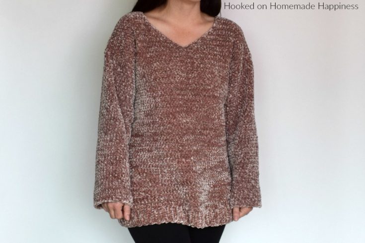 Velvet Pullover Sweater Crochet Pattern - Are you ready for the comfiest, coziest sweater EVER?! This Velvet Pullover Sweater Crochet Pattern is so comfy you'll want to wear it all. the. time.