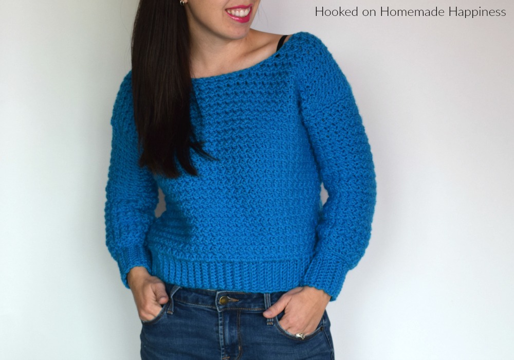 Cozy Cropped Sweater Crochet Pattern - The Cozy Cropped Sweater Crochet Pattern is made with one of my favorite stitches, the Suzette Stitch! It creates a sturdy and beautiful texture. Because of the tight stitch, this little sweater is surprisingly warm and cozy!