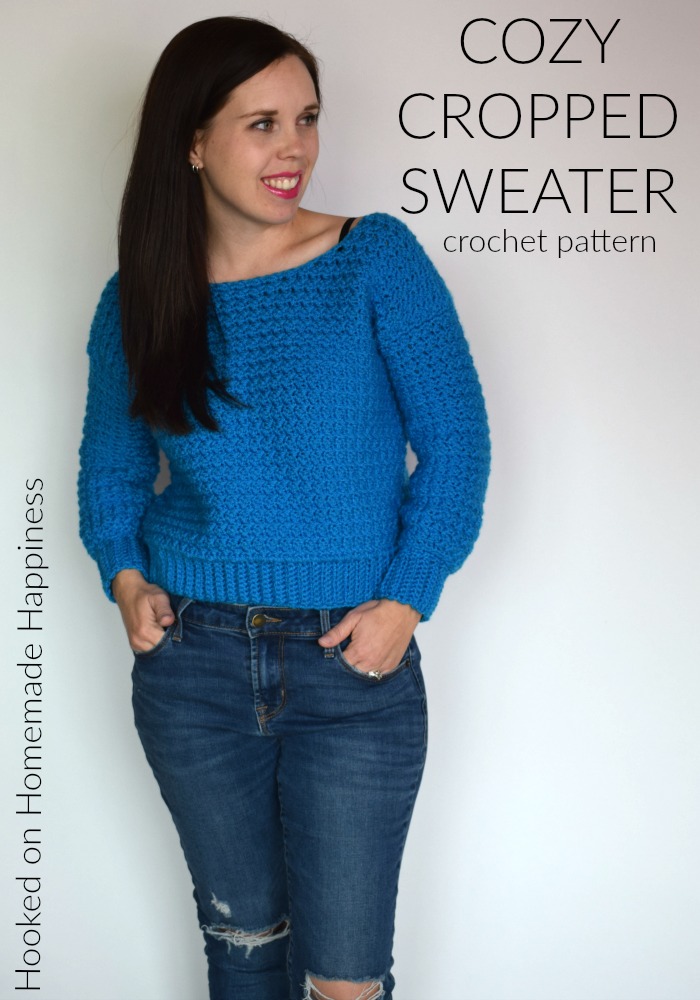 Cozy Cropped Sweater Crochet Pattern - The Cozy Cropped Sweater Crochet Pattern is made with one of my favorite stitches, the Suzette Stitch! It creates a sturdy and beautiful texture. Because of the tight stitch, this little sweater is surprisingly warm and cozy!