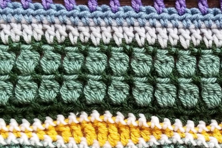 Welcome to part 3 of the Stitch Sampler Scrapghan CAL! In this part we will be adding the Cluster Stitch to our blanket!